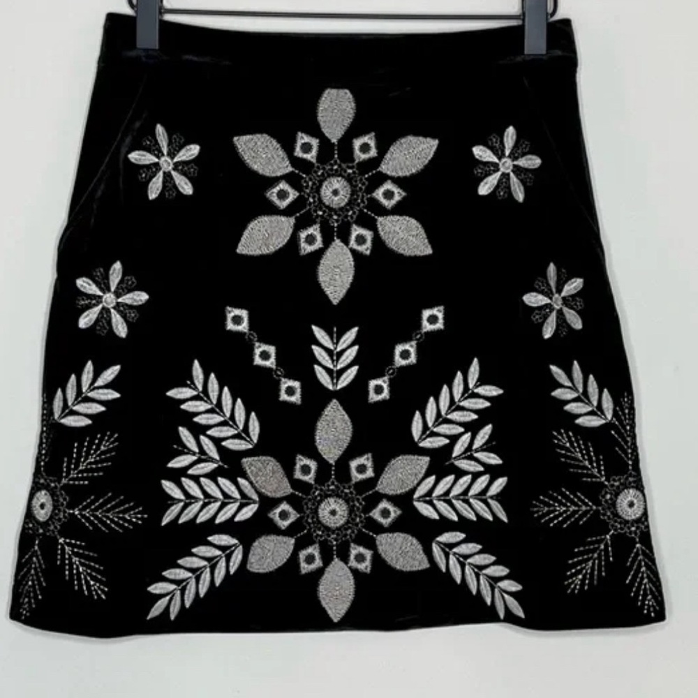 THML at Anthropologie Embroidered Mini  Skirt